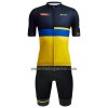 Set Fietsshirt + Korte Koersbroek 2022 LA Vuelta Asturias Geel Blauw